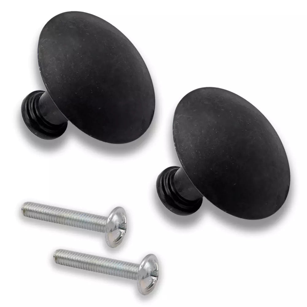 Replacement hardware kit for your IKEA HEMNES furniture. Contains 2 black knobs 117615 and 2 mounting screws 100413 for drawers or doors. 