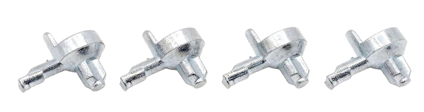 Lot de quatre taquets pour étagères IKEA. La référence est 131372 et cette pièce de rechange est destinée aux meubles Billy. Ils s'adaptent aux trous de 3 millimètres et sont fabriqués en alliage de zinc.